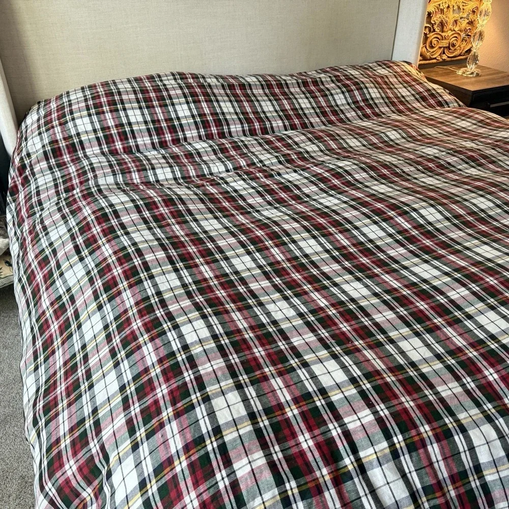 Pottery Barn Denver Red Tartan Plaid Duvet Cover Full/queen Preppy